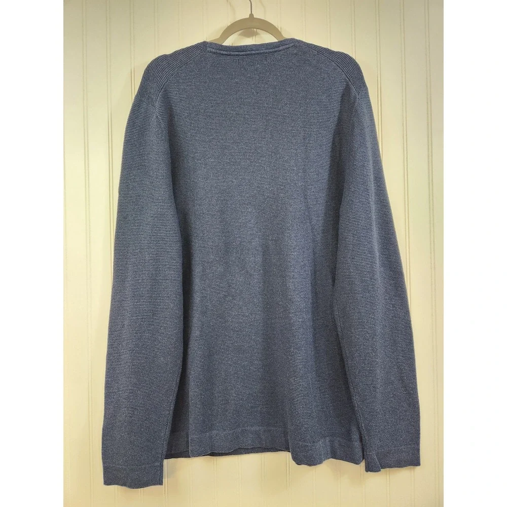 NEW Banana Republic Mens XL Blue Cotton Textured Ribbed Crewneck Sweater‎ Casual